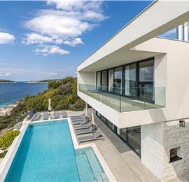 3 x 5 bedroom seafront villa with heated infinity pool near Rogoznica, sleeps 10